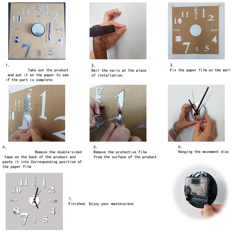 Wanduhr Rahmenlos Digitale Wanduhren DIY Acryl Wandaufkleber Quarz Leise Uhr für Zuhause Büro Wanddeko Horloge Murale