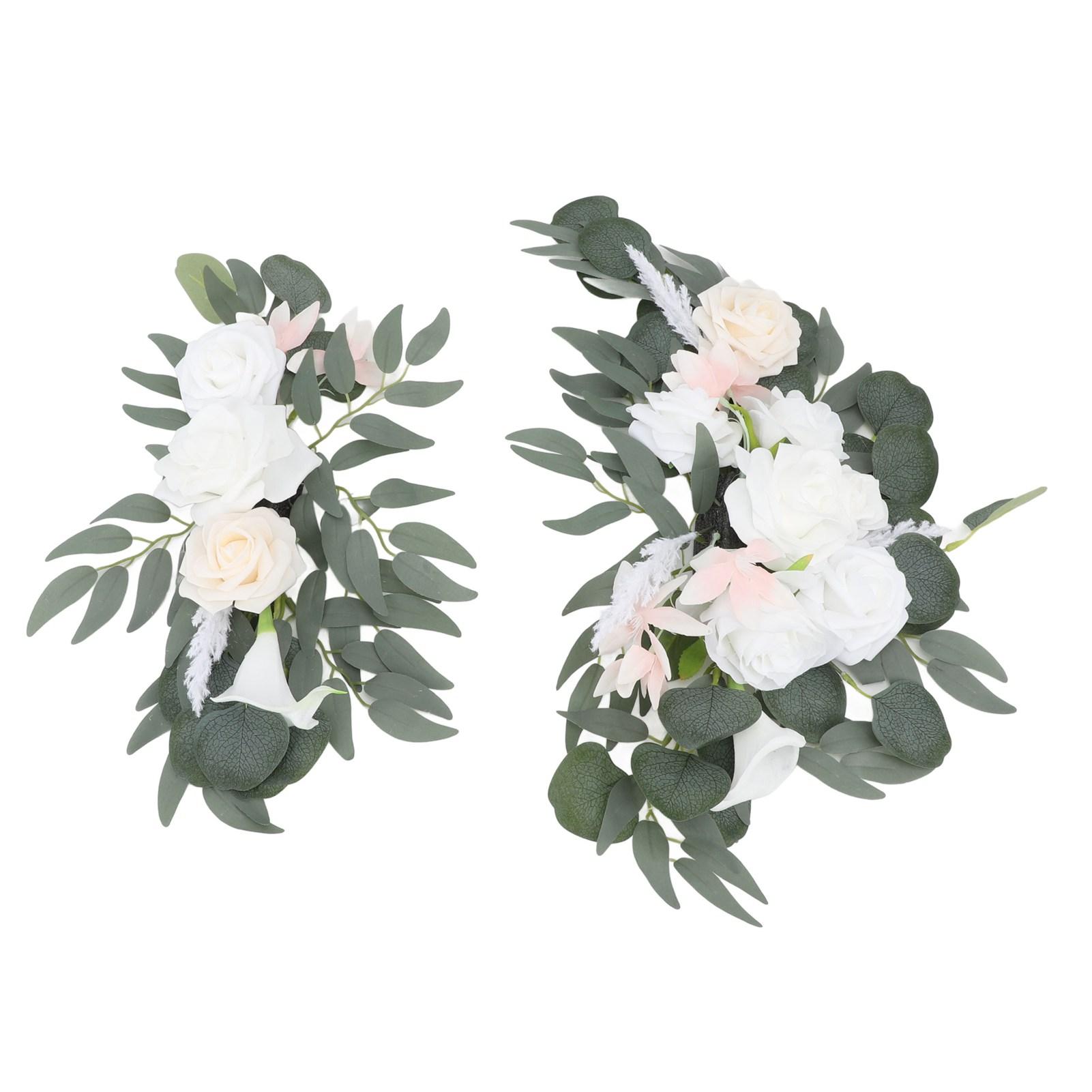 

2pcs Artificial Wedding Arch Flowers Lifelike Wedding Welcome Signs Floral Decoration Fadeless Exquisite Arch Decor for White