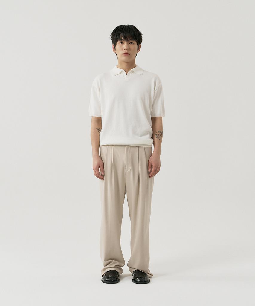 GNOK Silk Collared Short Sleeve Knit [Ivory]