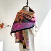 Color cartoon cat new oil painting scarf women's imitation cashmere warm scarf sweet and cute decorative winter shawl