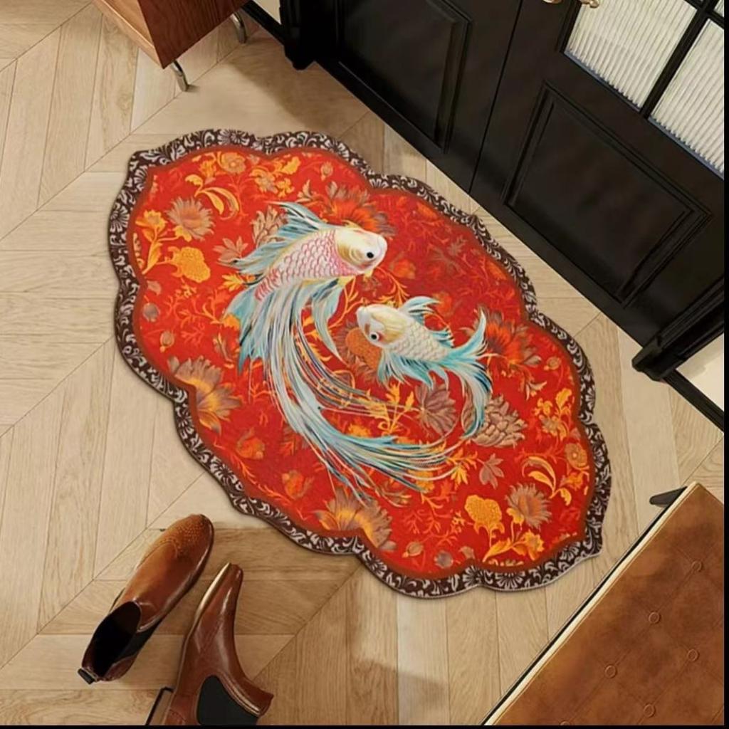 New Year Bathroom Mat New Chinese Test Toilet Door Absorbent Mat Festive Toilet Home Non Slip Mat