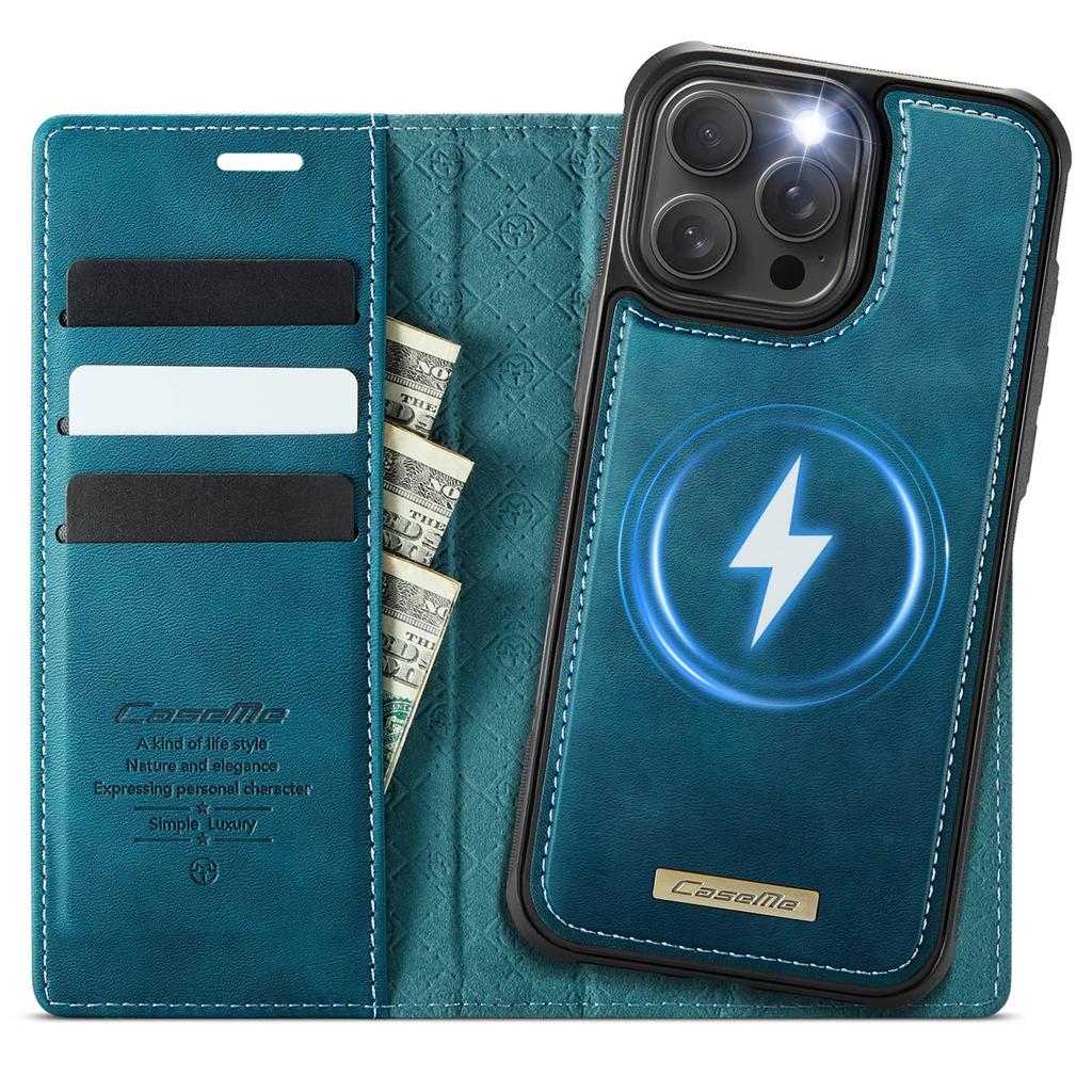 For iPhone 17 16 Pro Max iPhone Air 17 Pro Detachable Wallet Case Compatible with Magsafe, 2-in-1 PU Leather Flip RFID Blocking