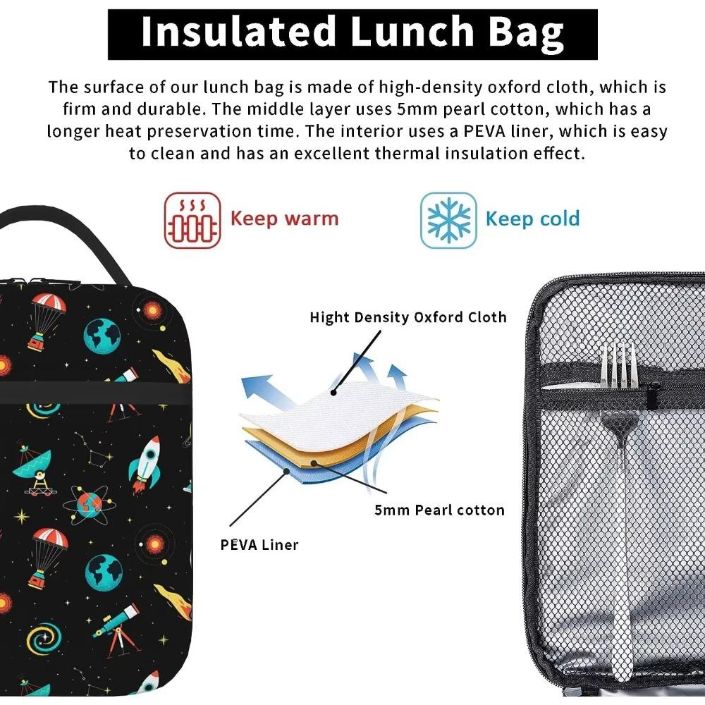 Spaces Solar Isolierte Lunchbox für Jungen Mädchen Wiederverwendbare Thermische Lunchtasche Auslaufsichere Kühltasche Bento-Tasche für Schule Reise Picknick