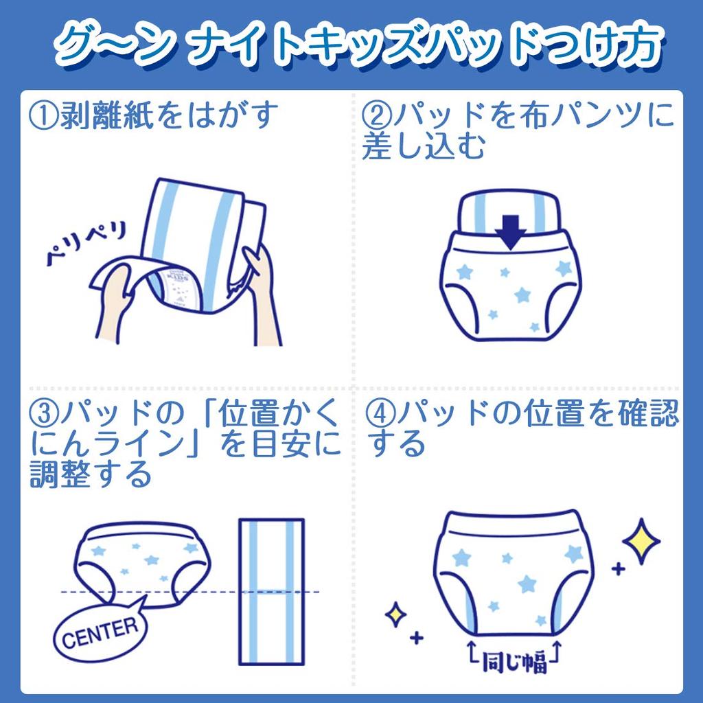 Pad BIG Size or Goon Night Kids Pad Size 24 Unisex Not Slip Off Even When Turning [Night Larger] (underwear Guide 90-140cm) Pieces, [Does Over]