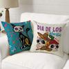 Home Decor Day Of The Dead Cat And Skull Pillows Pattern Cushion Cover Suitable For Sofa Bedroom Car Pillow Cover