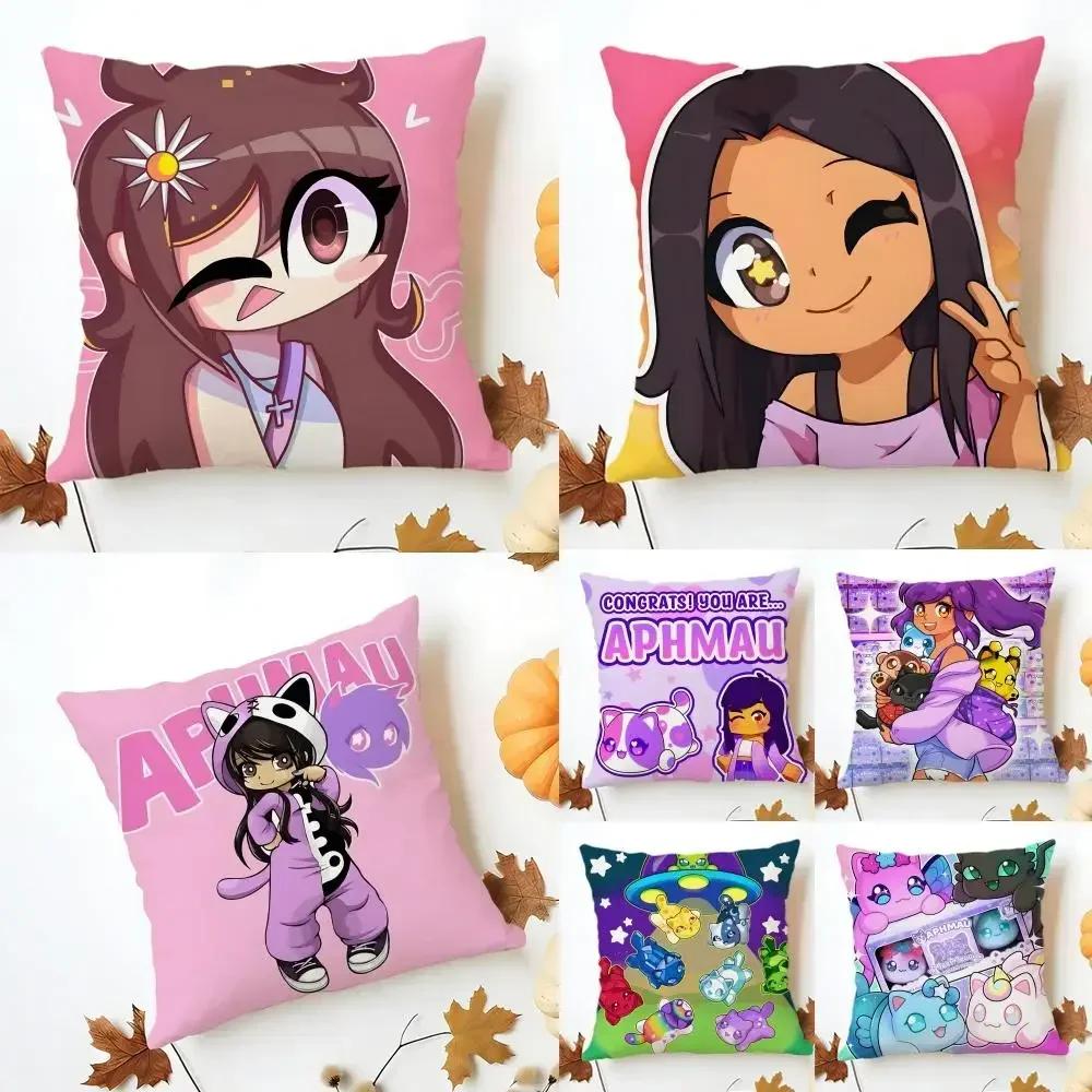 Cartoon Aphmau Decorative Cushion Cover Washable Linen Comfort Soft for Sofa Bed Cozy Home Room Decor