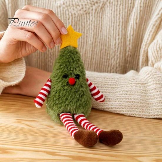 Holiday Gift Box Fillers Fluffy Christmas Hanging Ornaments, Small Wreath/Tree Plush Doll Pendant, Winter Xmas Toys for Windows Tree Decoration