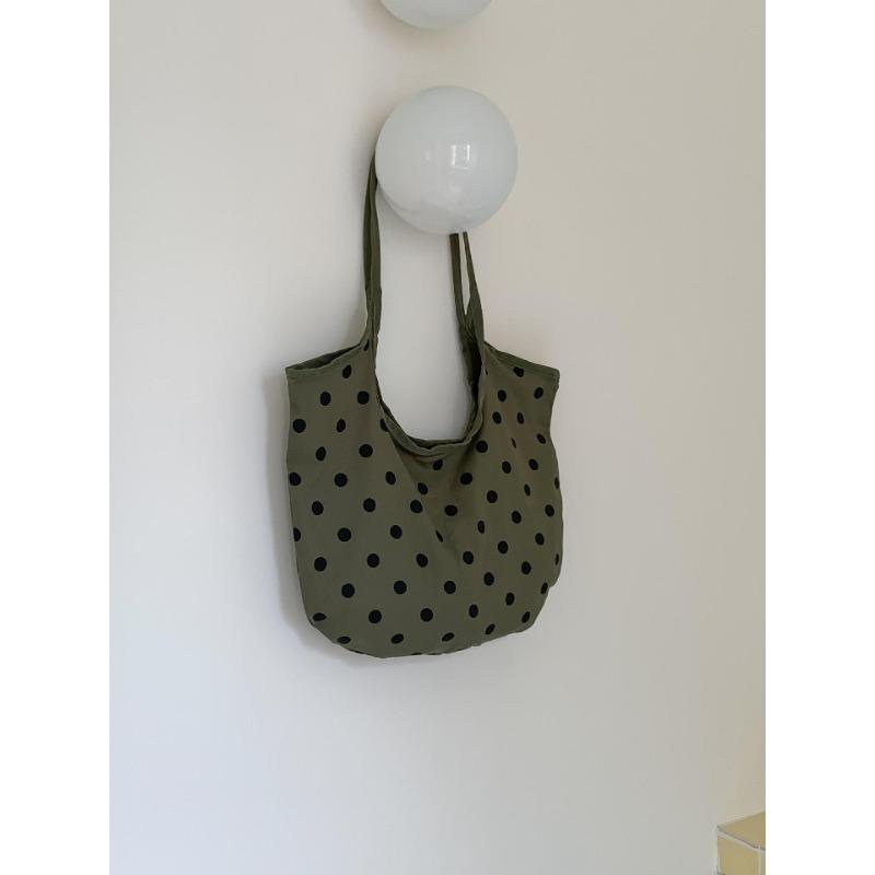 Street cute polka dot bag versatile large capacity commuter tote bag casual cotton commuter shoulder bag