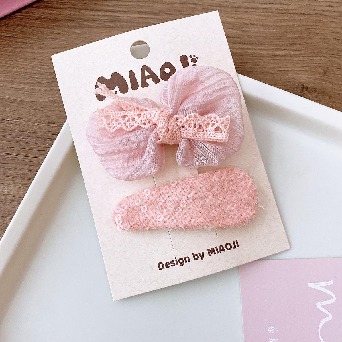 

Korean Version Pink Fabric Bow Children s Bb Clip Bangs Hairpin Girl Sweet Korean Hairpin Hair Accessories