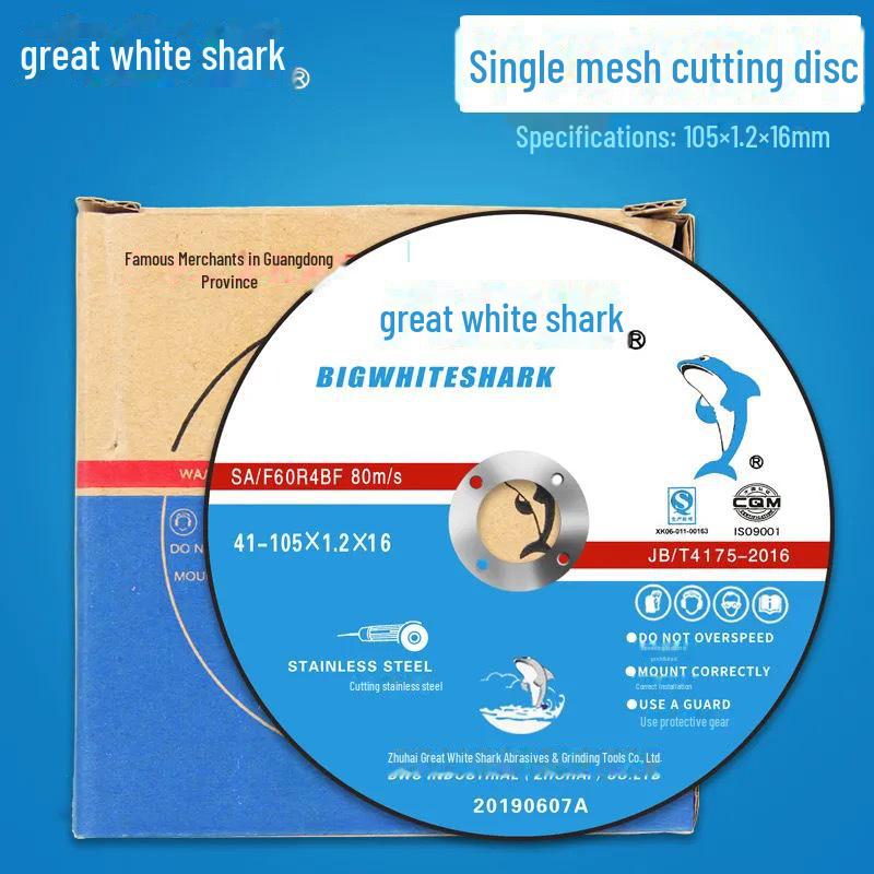 Great White Shark Stainless Steel Cutting Disc, 105x1.2x16mm, Double Mesh Angle Grinder Grinding Wheel