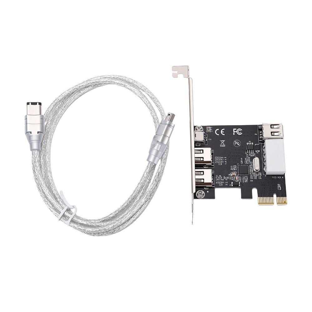 Plastic IEEE 1394a Expansion Card Black PCI Express Firewire Adapter For Desktop PC