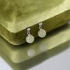 PANJBJ 925 Sterling Silver Rose Hotan Jade Earring for Women Girl Ethnic Style Versatile Temperament Jewelry Gift Dropshipping