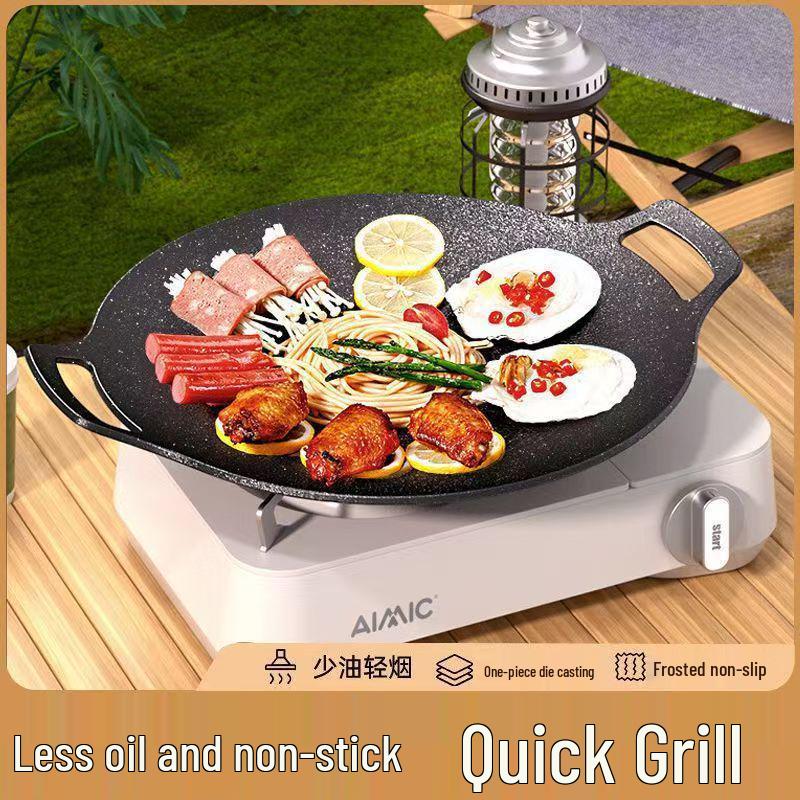 Maifan Stone BBQ Grill Plate: Portable, Non-stick Korean Steak Frying Pan for Outdoor Camping.