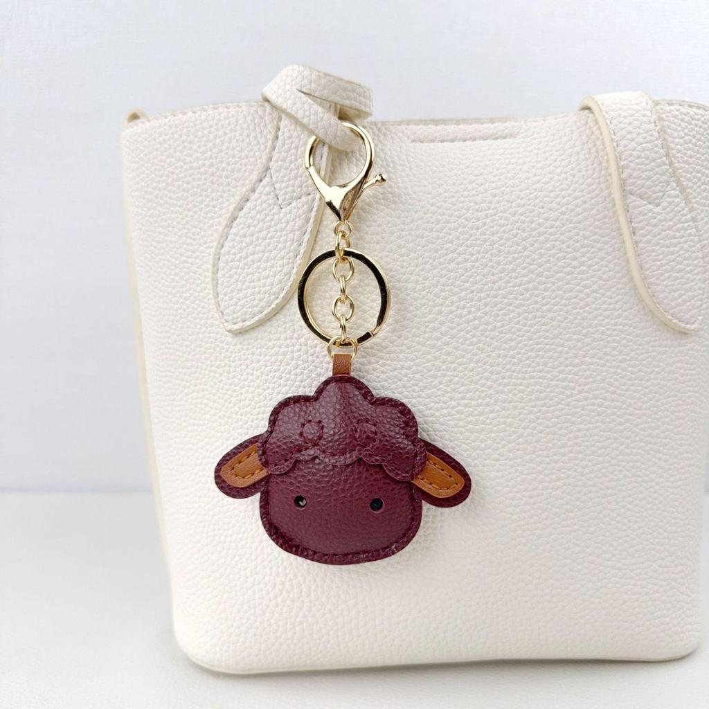 Yogodlns Cute Cartoon Sheep Design Faux Leather Pendant Lightweight Portable Decor Charm for Travel Backpacks Handbags