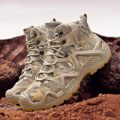 Modische Camouflage Herrenstiefel Outdoor Rutschfest Verschleißfest Wanderschuhe für Herren Taktische Trainingsstiefel Wüsten Arbeits Knöchel Bota