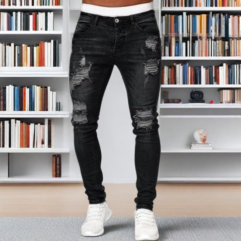 Jeans Skinny Strappati Slim Fit Hip Hop da Uomo WISH - Denim Streetwear alla Moda