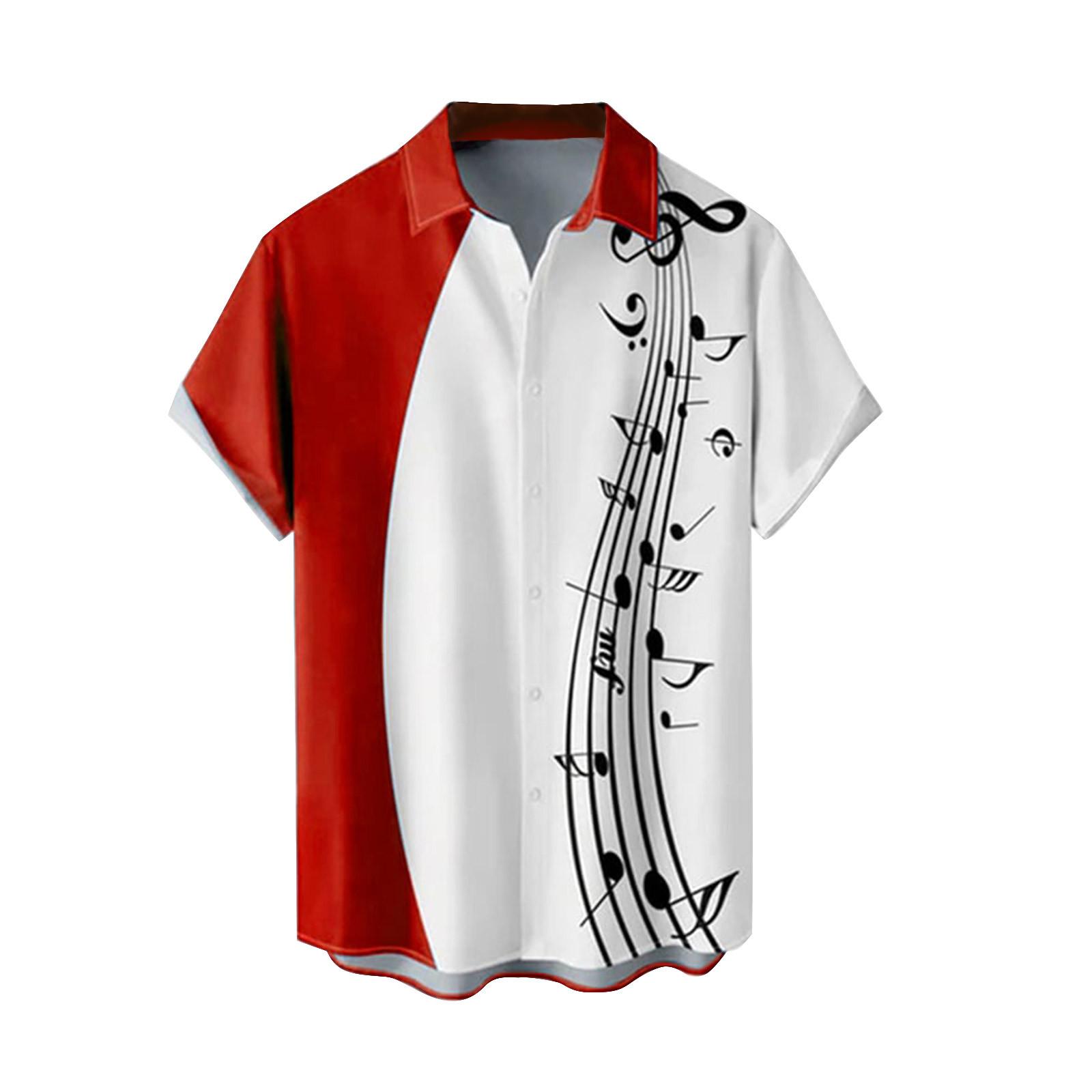 

Чоловіча гавайська сорочка, чоловіча вінтажна сорочка для боулінгу з коротким рукавом, літня пляжна сорочка XL винний