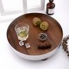 Luxury Tray Stainless Steel Wooden Perfume Simple Storage Trays Circular Decorative Fruit Bowl Kitchen Organizer Acceesories