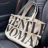 IELGY INS Trend Bag Large-capacity One-shoulder Portable Letter Canvas Shopping Bag