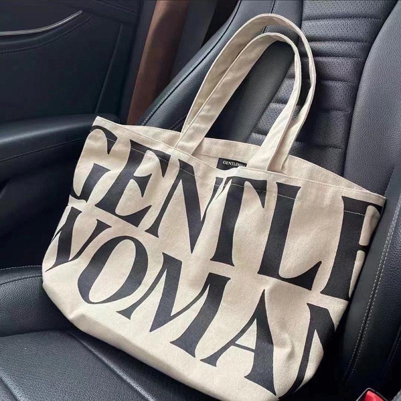 IELGY INS Trend Bag Large-capacity One-shoulder Portable Letter Canvas Shopping Bag