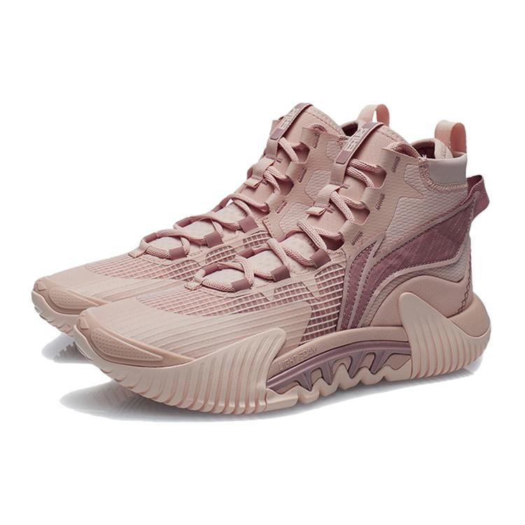 New LiNing Badfive 2 Anti Slip Wear Resistant High Top Basketball Shoes Smoke Rose Pink ABFR001-9