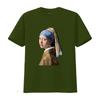 Girl With A Pearl Earring Art Print T Shirt For Unisex Fashionable And Unique Design Vintage Washed Slightly Stylish Homme
