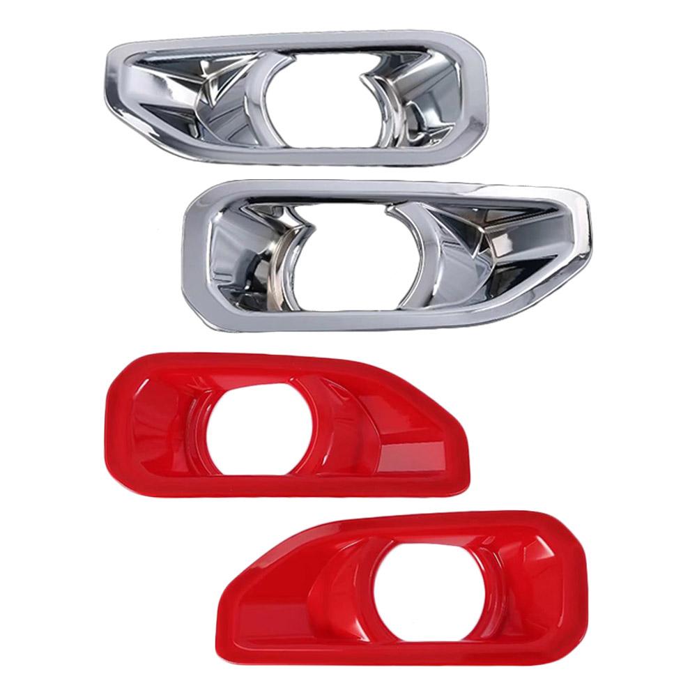 1 Pair Silver/Red For Jeep Wrangler JL 2018 2019 Car Front Fog Lamp Decorative Cover Sticker Accessories