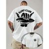 Men'S Surf Club Pattern T-Shirt - Lightweight Breathable Fabric , Daily Summer Wear - Machine Washable Regular Casual T-Shirt, Comfortable Crew Neck