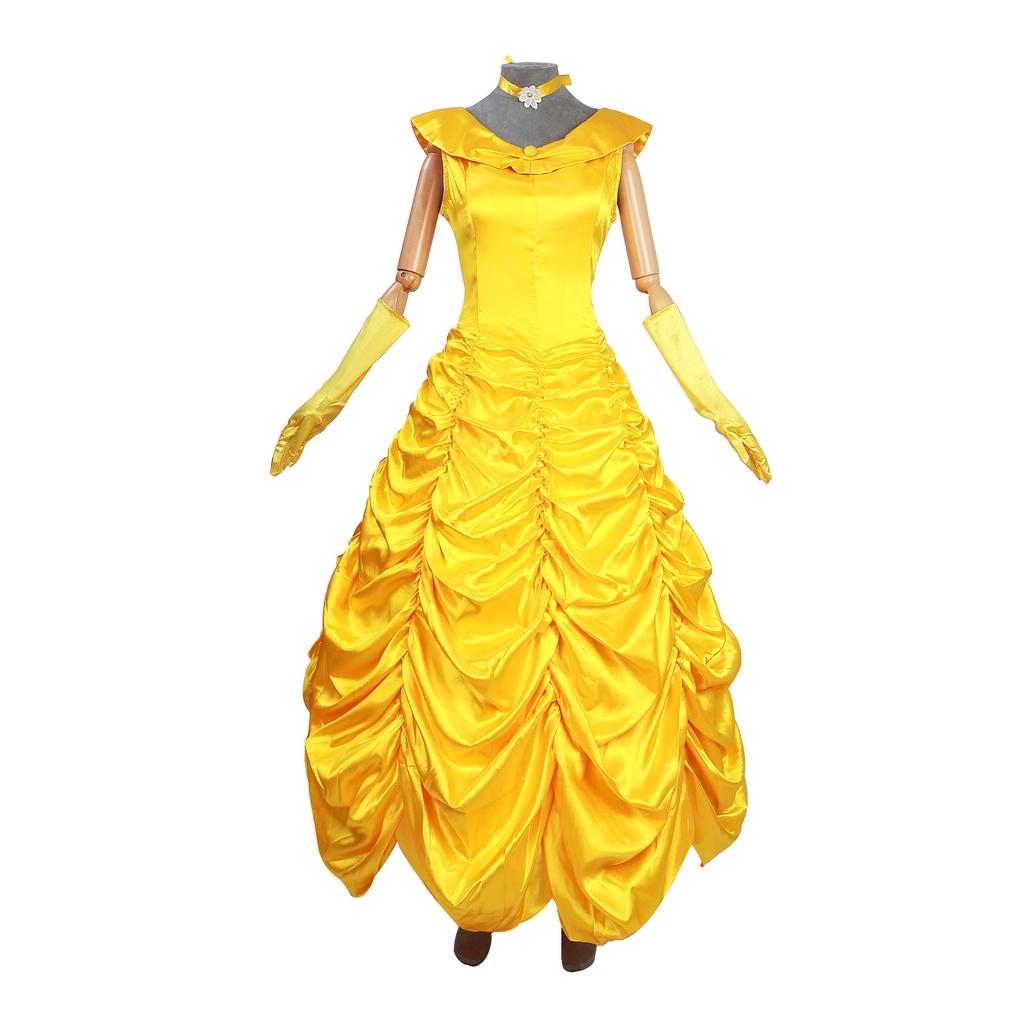Belle Dress Cosplay Costume, Beauty and the Beast Fairy Tale Stage Outfit