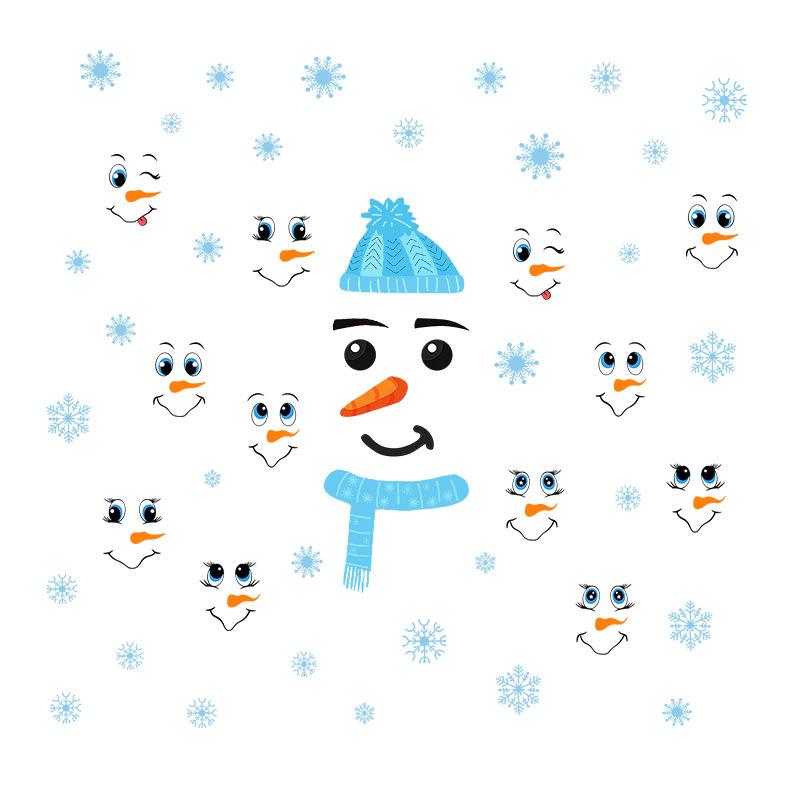 Christmas wall sticker snowman emoji cartoon blue emoji sticker gift decorative sticker glass window decorative sticker