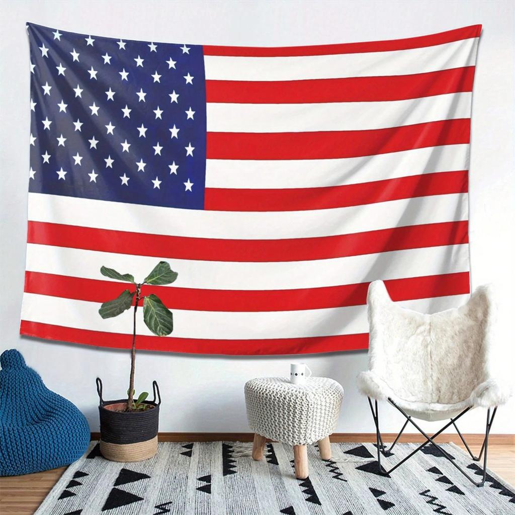 Large American Flag Tapestry Patriotic Stars and Stripes Wall Hanging Red White Blue Soft Fabric Decor for Living Room Bedroom