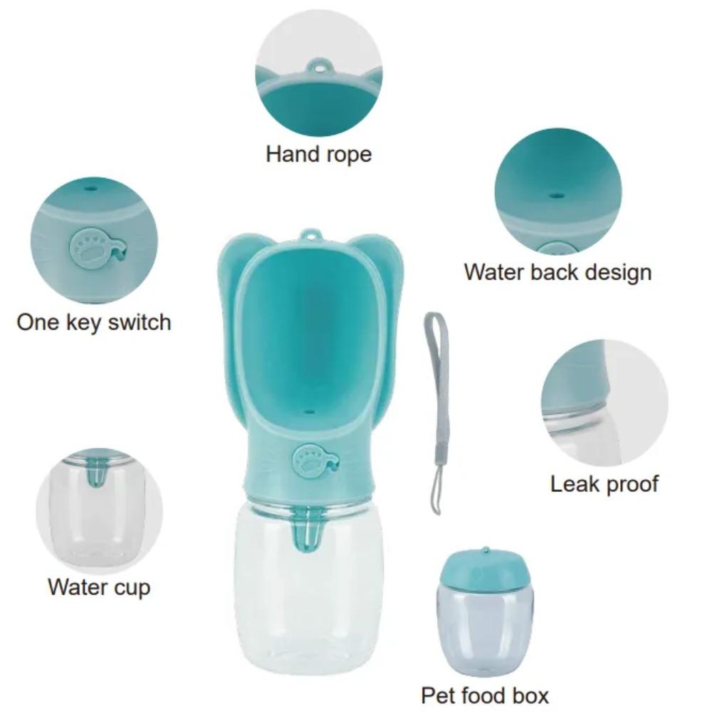 2In1 350Ml Portable Durable Food Grade Material Dog Cat Pet Water Leakproof Cup Bottle With Food Dispenser Suitable For Hiking And Travel Decor
