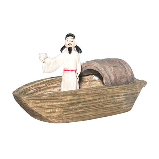 

Aquarium Floating Boat Ornament Retro Chinese Poet Li Bai Figurine Miniature Ancient Poet Statue for Fish Tank Micro Landscapes Decoration белый