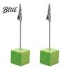 Organizzatore da scrivania per ufficio 2 pezzi Base cubica in legno Portamemo con clip Mini