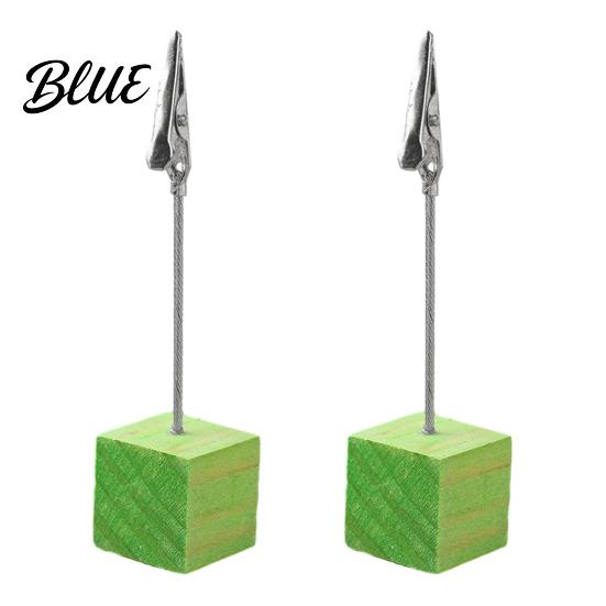 Organizzatore da scrivania per ufficio 2 pezzi Base cubica in legno Portamemo con clip Mini