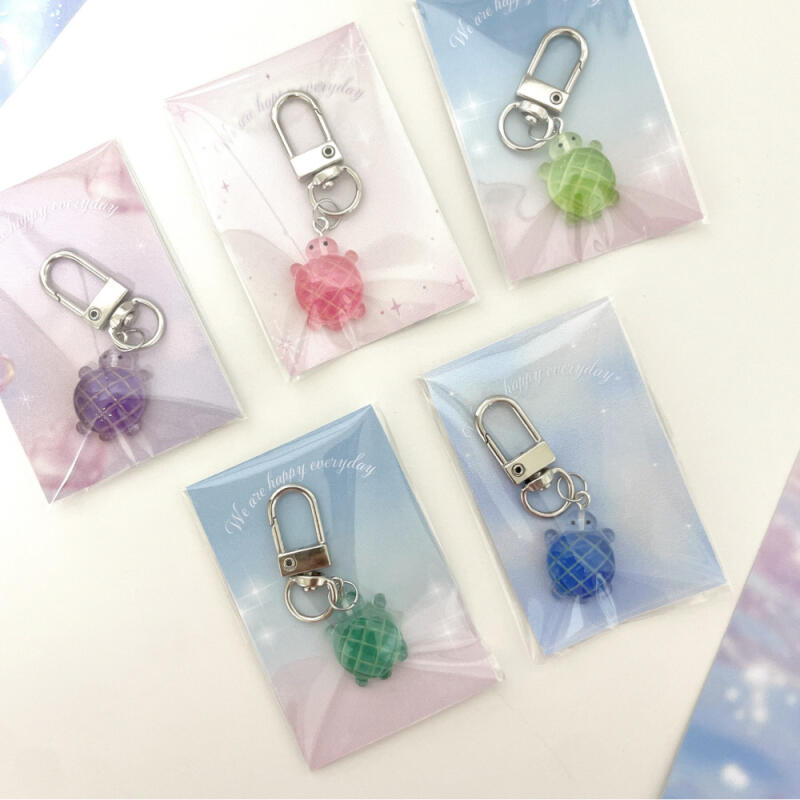 Melon Bread Turtle Keychain Lucky Keyring pink