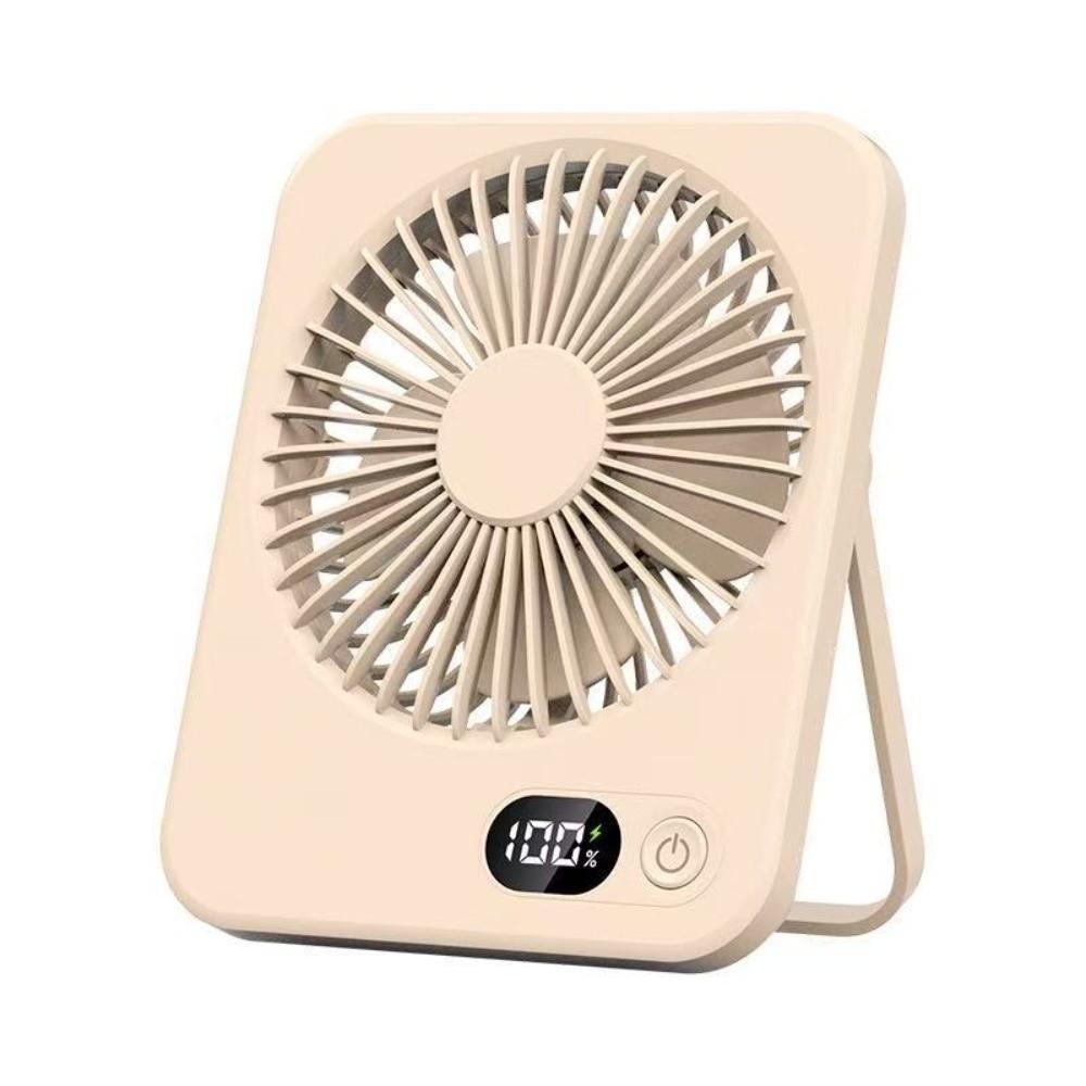 Portable Mute Desktop Fan 5 Speeds Adjustable With Power Display Table Fan USB Rechargeable Cooling Fan Home бежевый