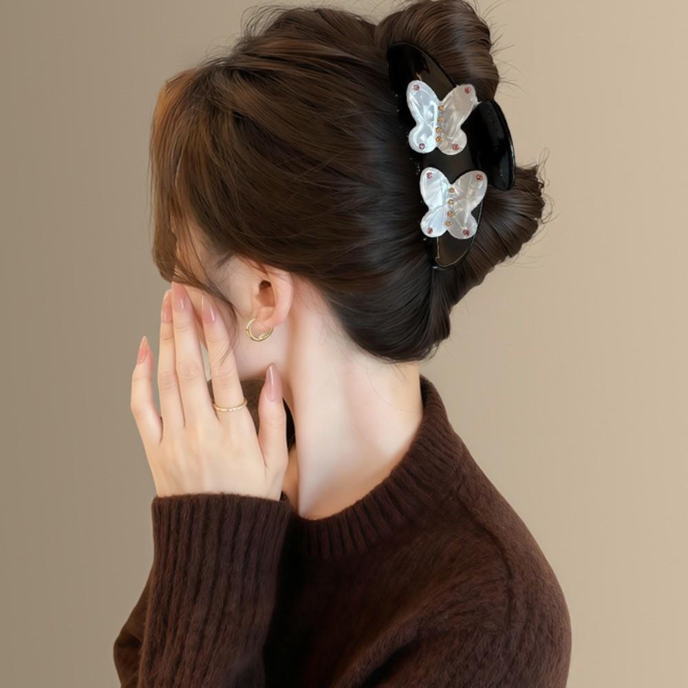 Headwear Butterfly Hair Claw Rhinestone Large Shark Clip Fashion Acetate Hair Crab Clip  Streetwear