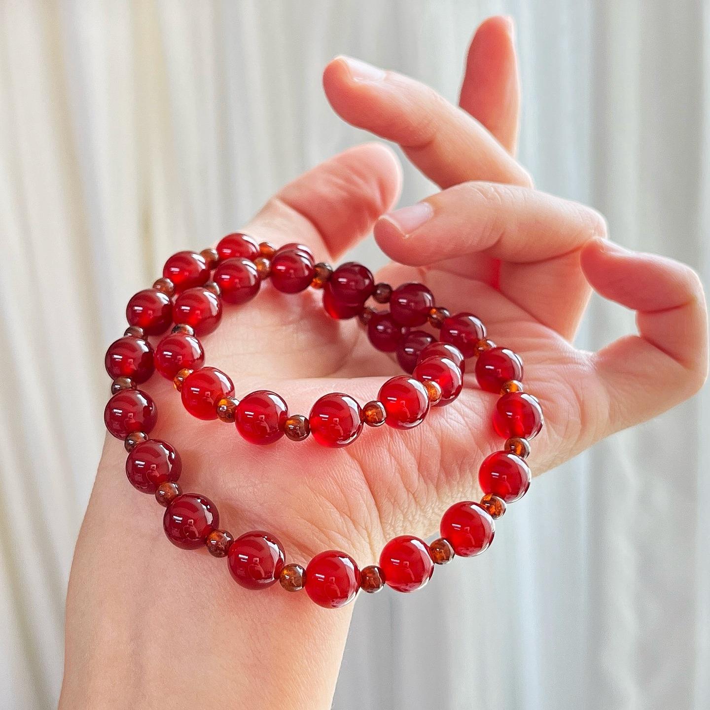 

Браслет из граната и сердолика 7A высокого качества, многорядный