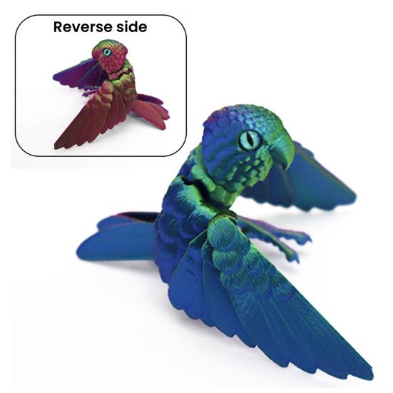 3D Printed Flexible Parrot Model Articulated Bird Figurine with Wing And Movable Joint Collectible Animal Ornaments for Home Office