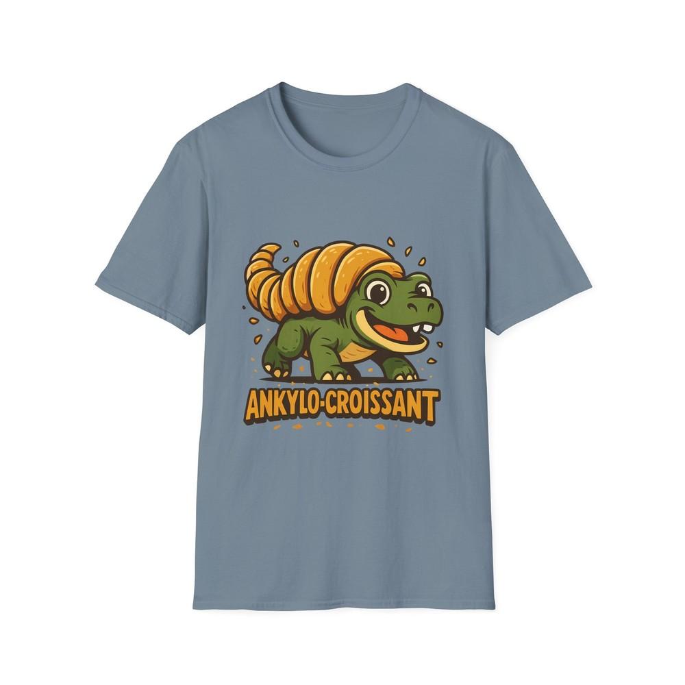 

Unisex Softstyle T-Shirt Playful Ankylosaurus Croissant Armor Funny Dinosaur Pun 4XL
