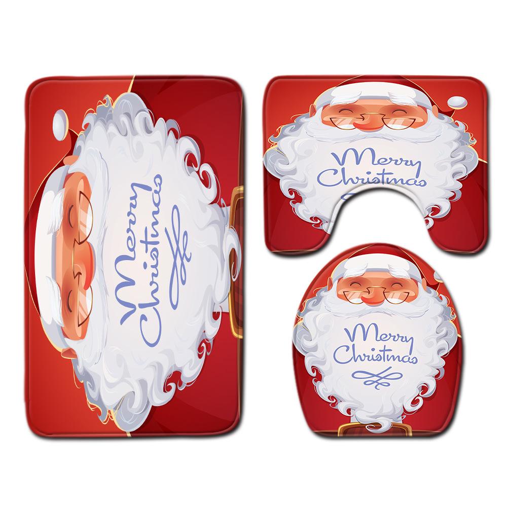 Christmas Bathroom Floor Mat Toilet Three-Piece Set
