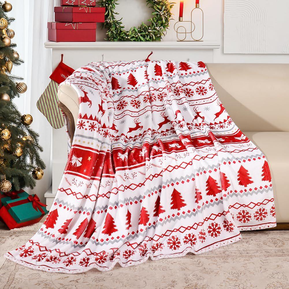Christmas Series Theme digital-printed polyester Bedroom velvet flannel soft sofa cover blanket Fleece cover blankets for beds