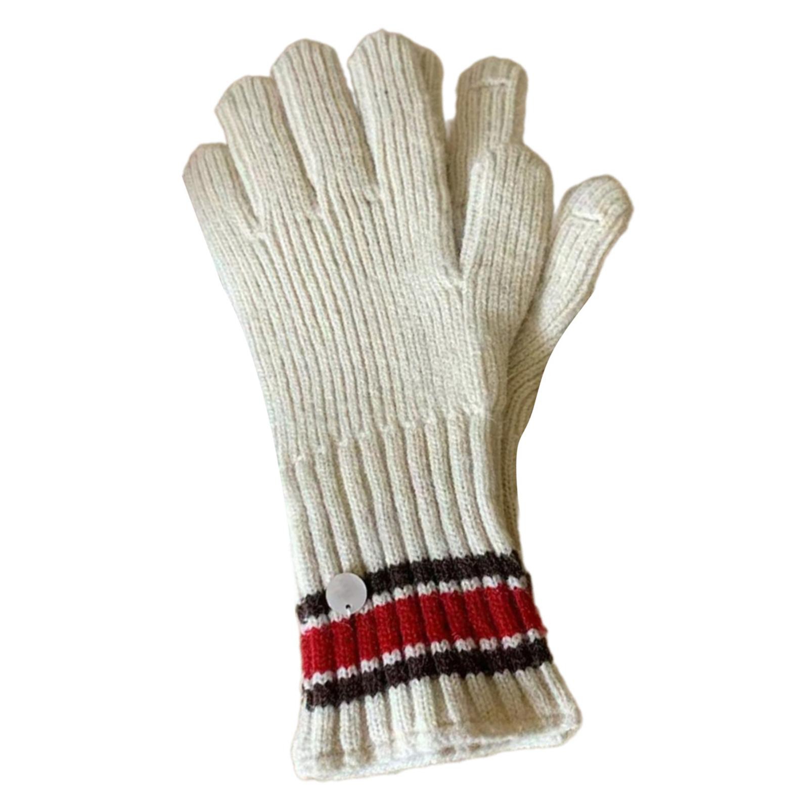

Warm Thermal Gloves Teens Glove Stylish Gloves Full FInger Winter Outdoor Gloves for Unisex Knitted Mitten бежевий