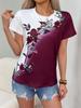 New Casual Women's Short-sleeved Blouse, Floral Print Round Neck Blouse, Fashion Short-sleeved T-shirt, Women's Clothing
