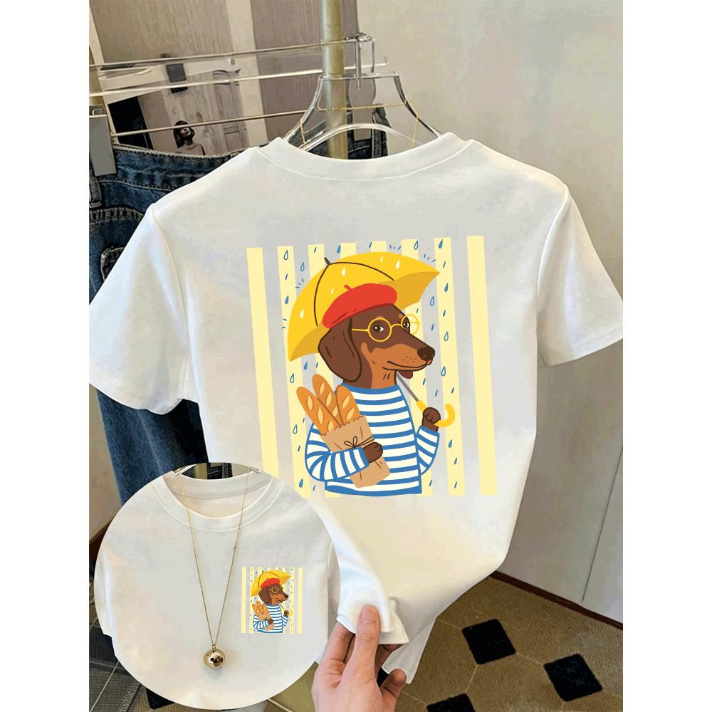 Animal Simple Women's Printed Top Casual Pure Cotton Versatile T-Shirts Women’s