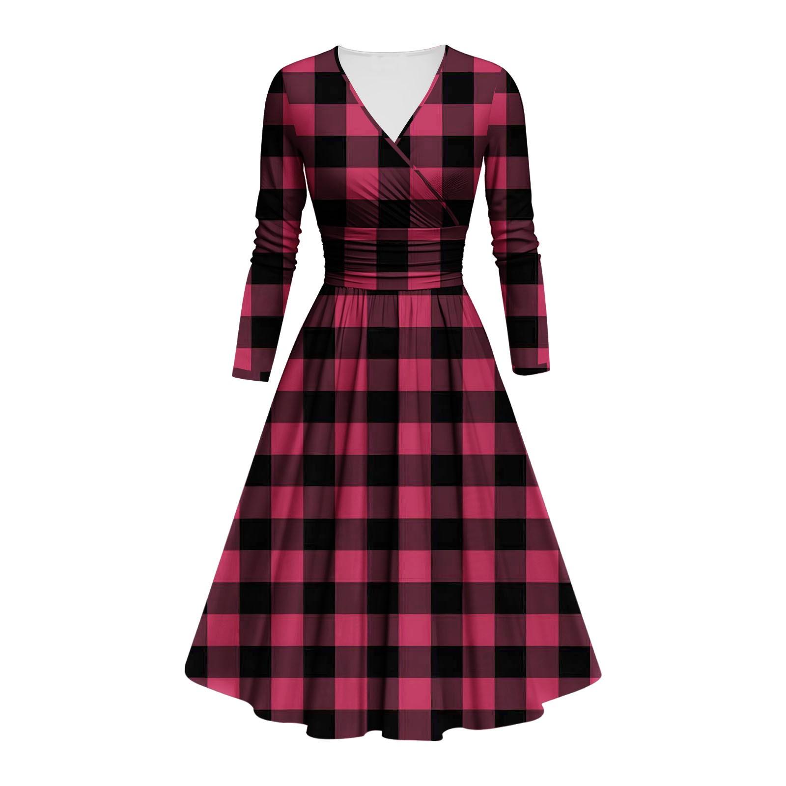 Женское модное облегающее платье с V-образным вырезом и длинными рукавами — фото 6