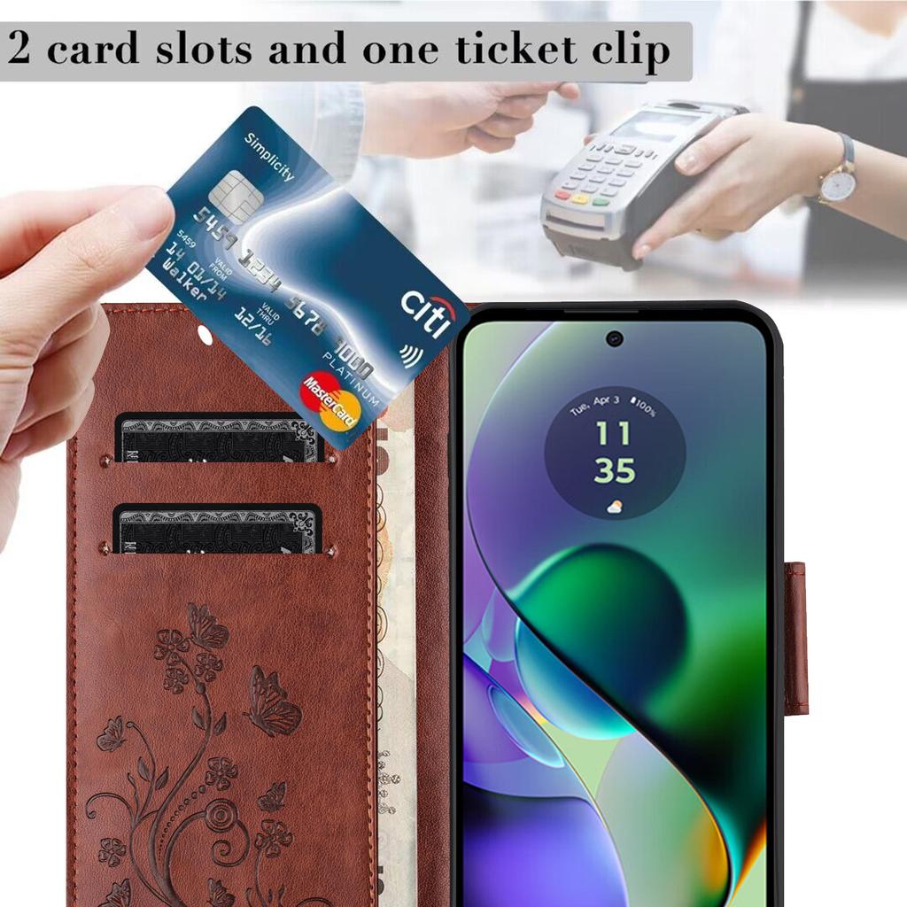 For Motorola Moto G55 5G Case Imprinted Mini Butterfly Leather Wallet Phone Cover