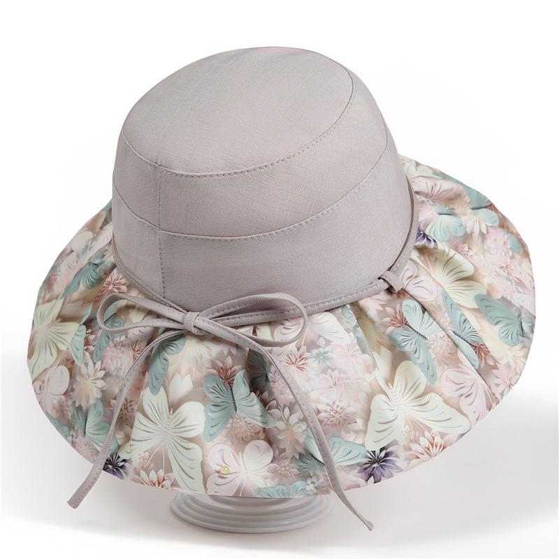 

Летняя дышащая шляпа с цветами, сочетающая цвета, женская шляпа-котелок из органзы, шляпа-ведро, солнцезащитный козырек one size серый