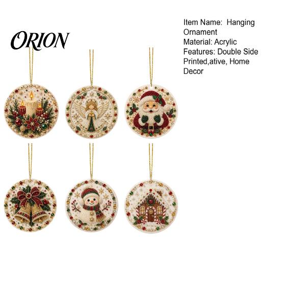 Holiday Tree Decorations Christmas Acrylic Hanging Ornament, Double Side Printed Ornament Decor Pendant, Festive Home Decoration Special